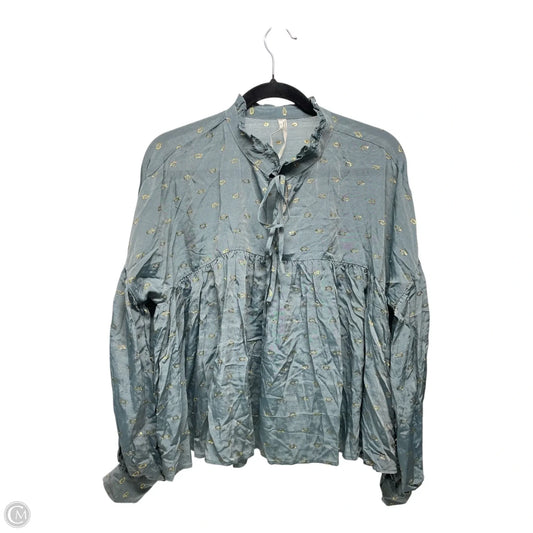 Top Long Sleeve By Anthropologie In Blue & Gold, Size: M