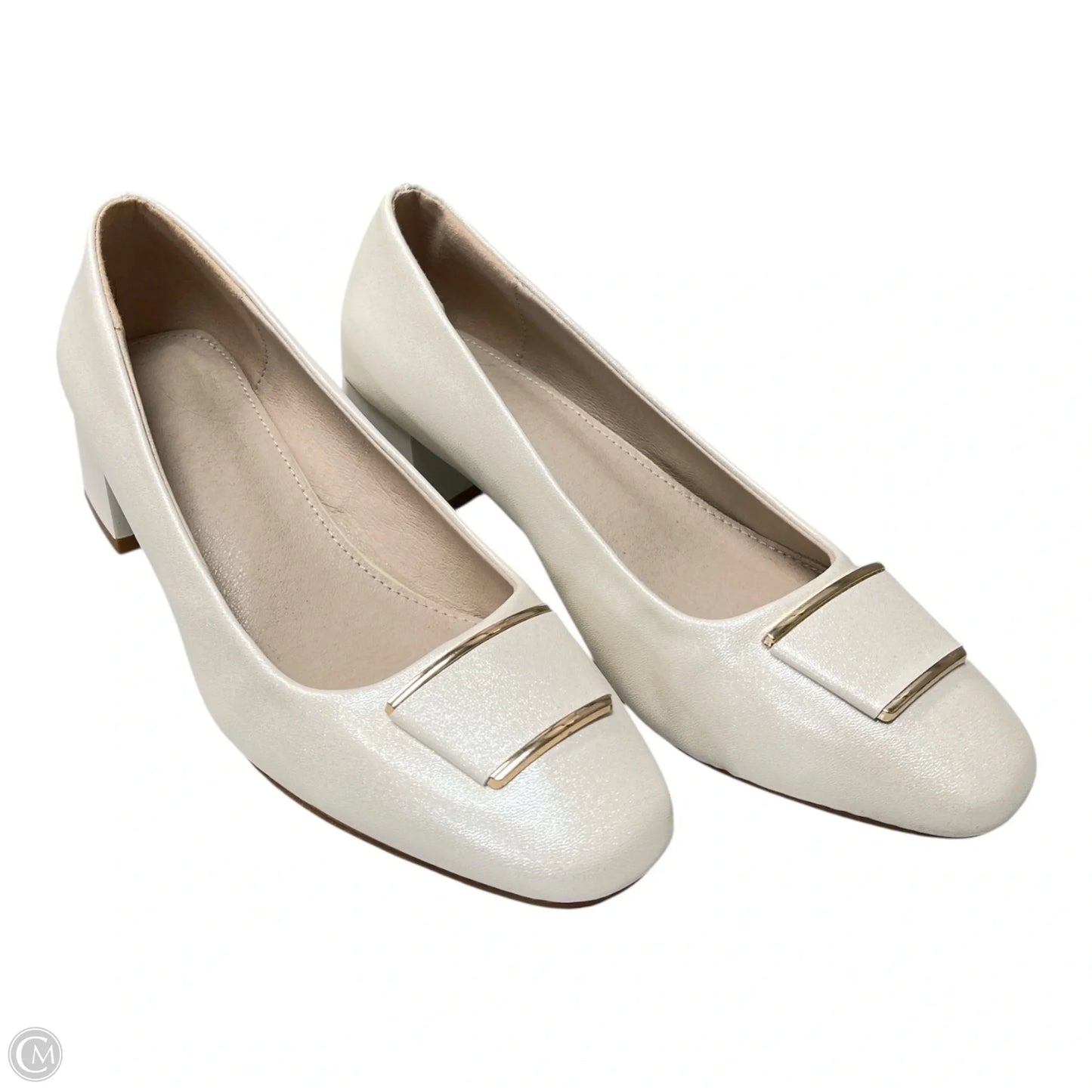 Shoes Heels Block By Clothes Mentor In Ivory, Size: 7.5