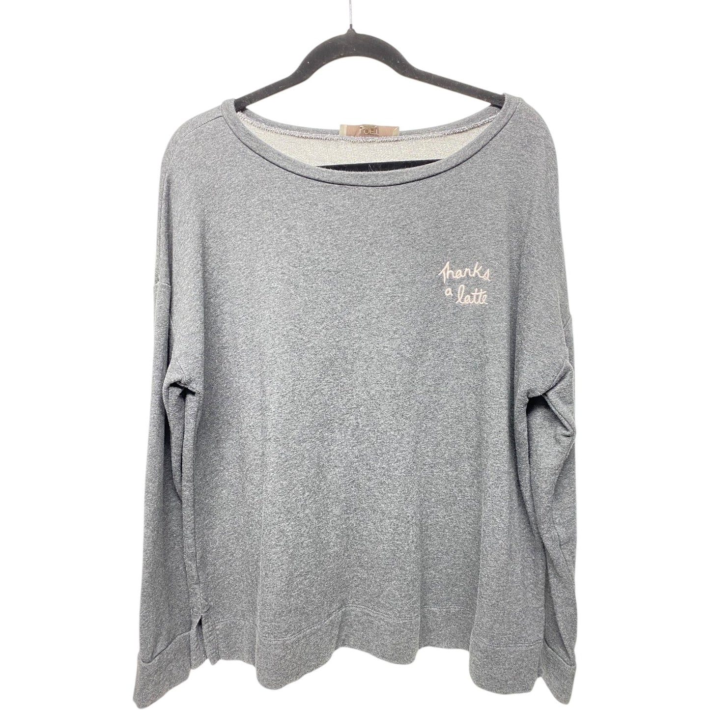 Sweatshirt Crewneck By Loft In Grey & Pink, Size: Xl