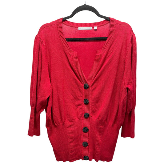 Cardigan By Ny Collection In Red, Size: 1x