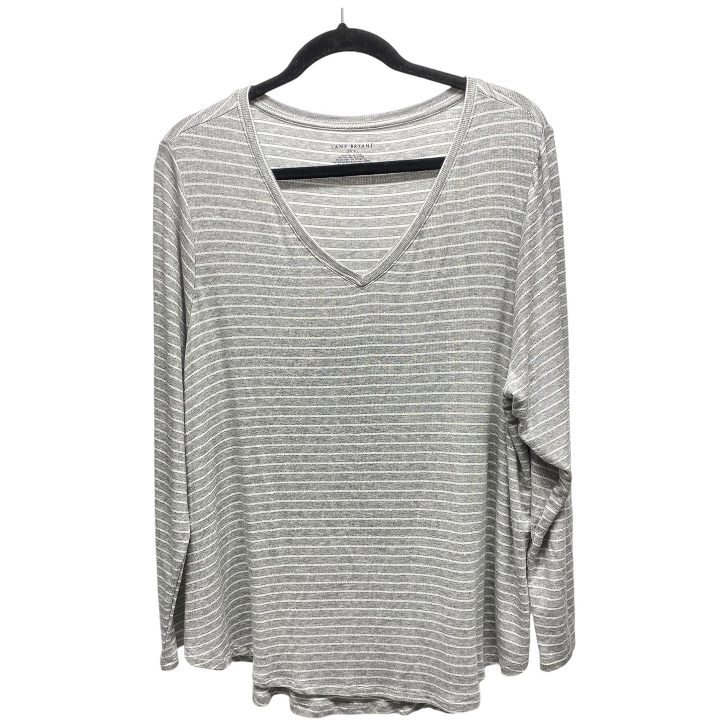 Top Long Sleeve By Lane Bryant In Silver & White, Size: L