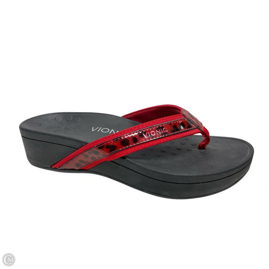 Sandals Flip Flops By Vionic In Black & Red, Size: 7