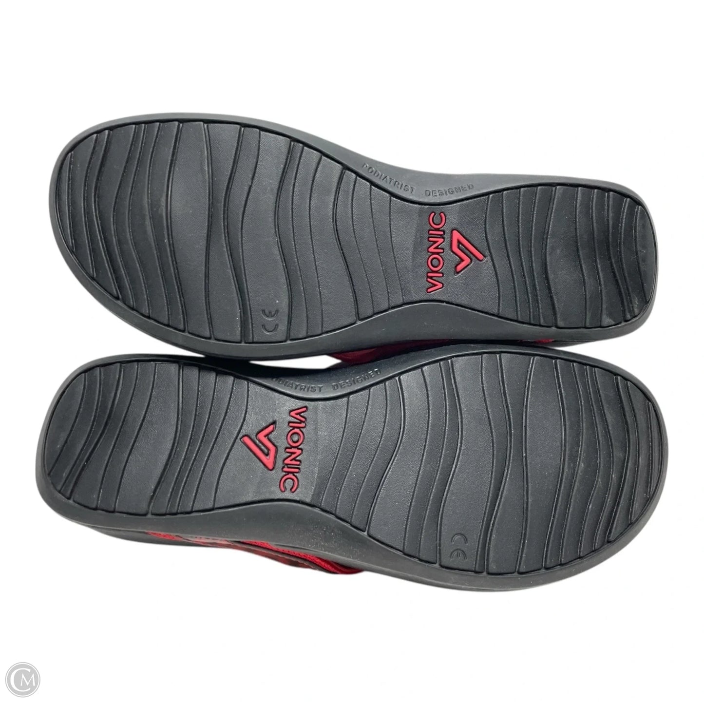 Sandals Flip Flops By Vionic In Black & Red, Size: 7