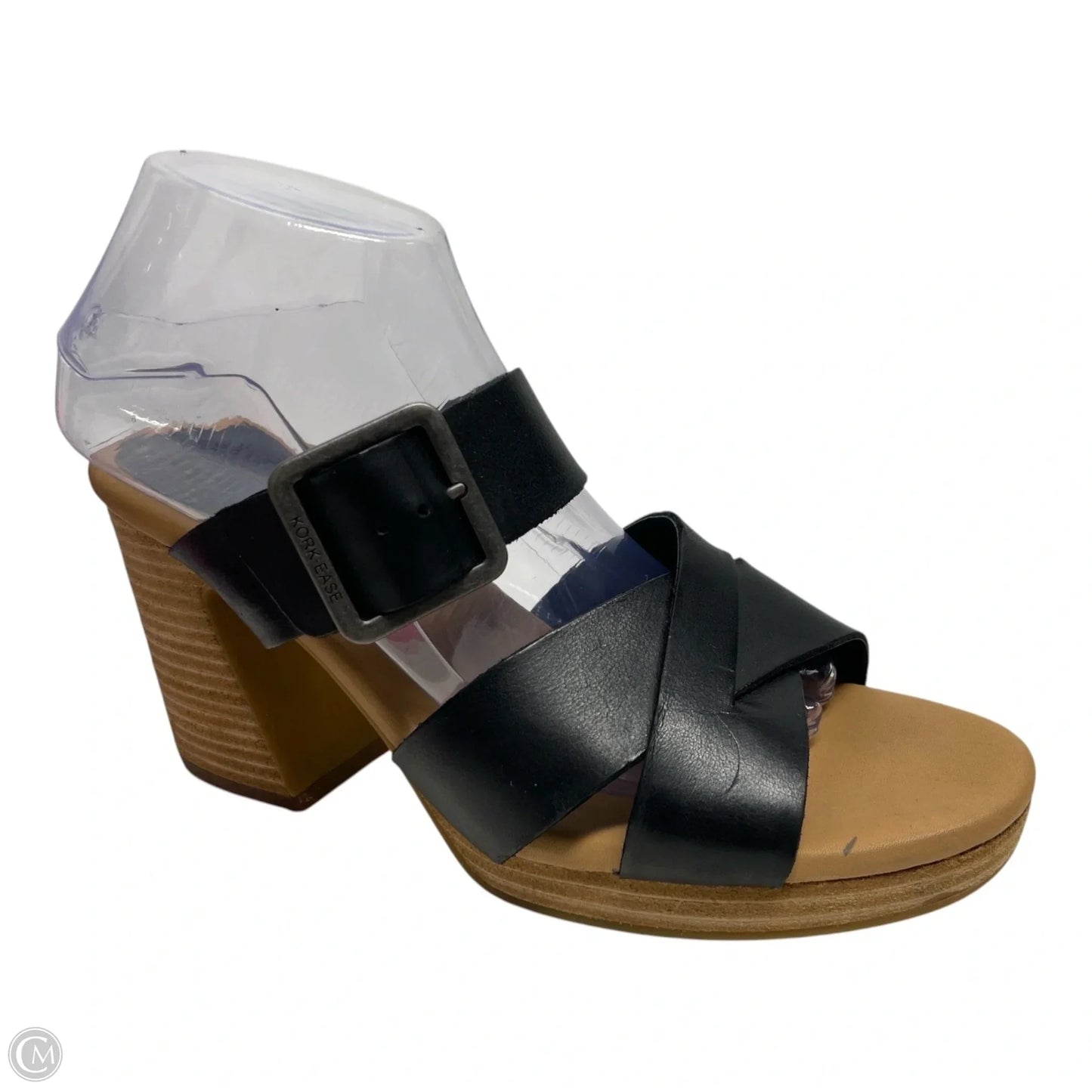 Sandals Heels Block By Kork Ease In Black & Tan, Size: 10