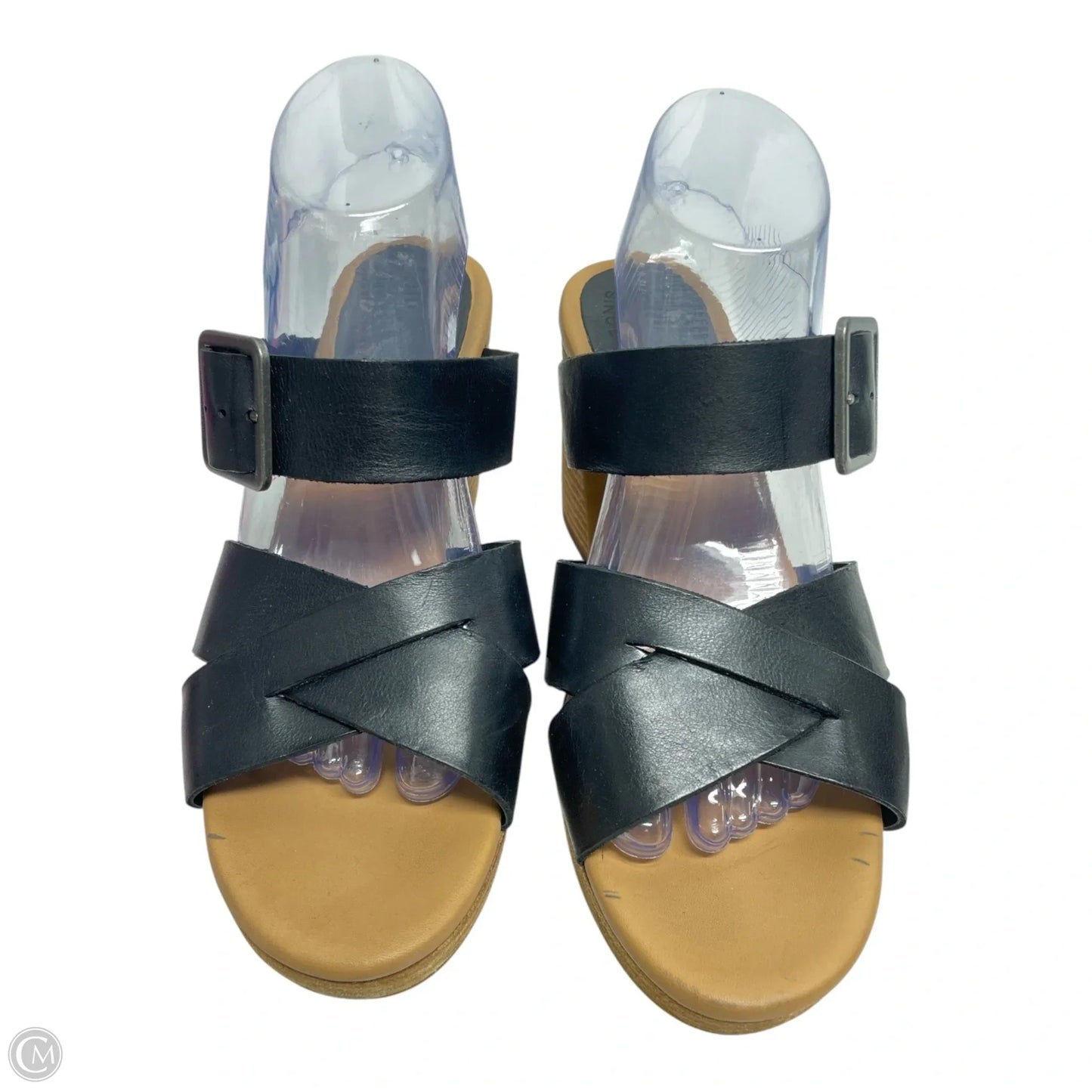 Sandals Heels Block By Kork Ease In Black & Tan, Size: 10