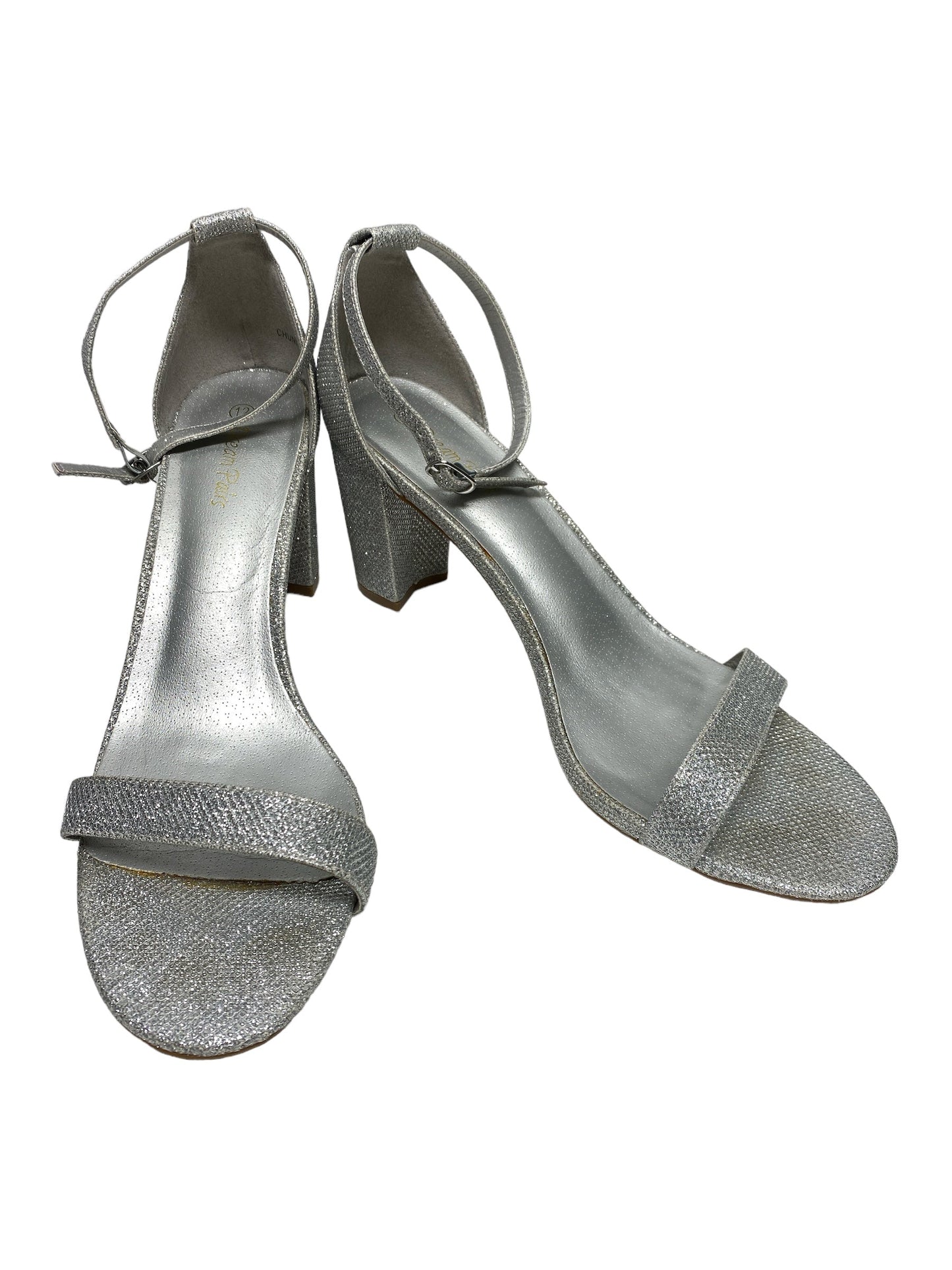 Silver Shoes Heels Block Clothes Mentor, Size 12