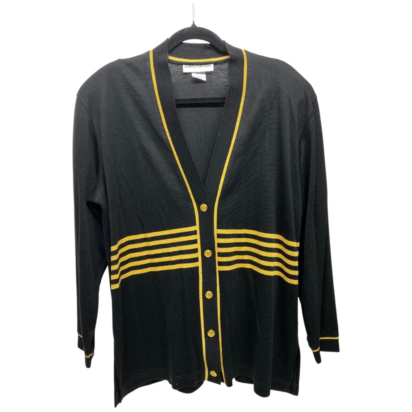 Cardigan By Cathy Daniels In Black & Gold, Size: M