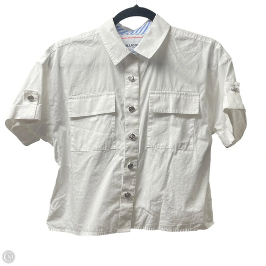 Top Short Sleeve Designer By Karl Lagerfeld In White, Size: Xs