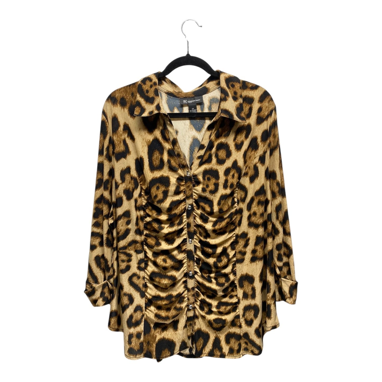 Top Long Sleeve By Inc In Animal Print, Size: 3x