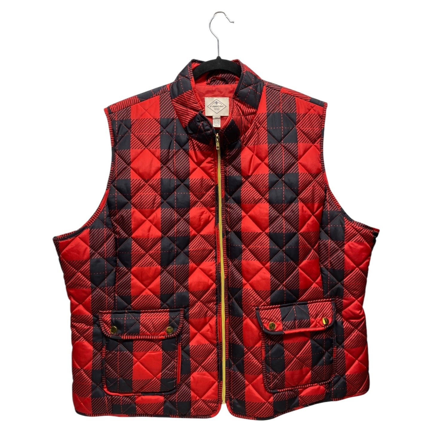 Vest Puffer & Quilted By St Johns Bay In Black & Red, Size: 3x