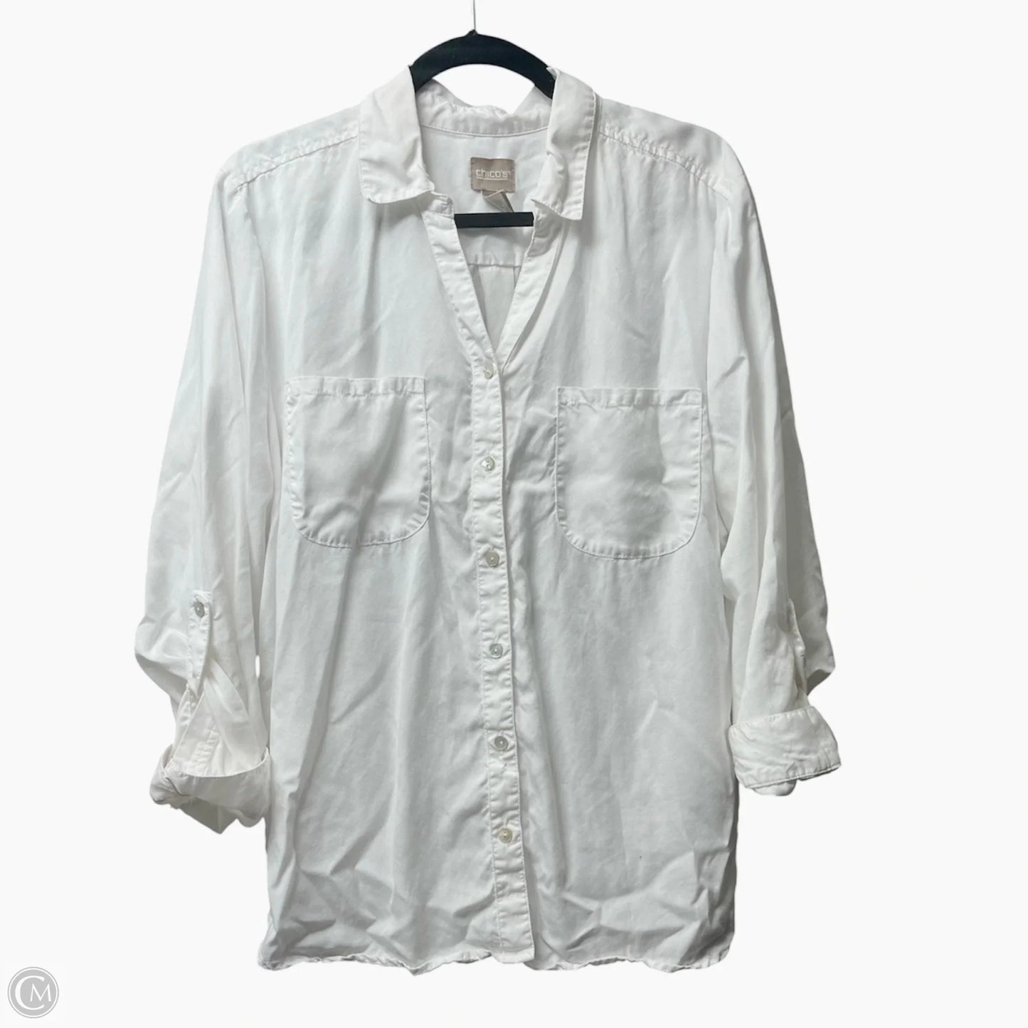 Top Long Sleeve By Chicos In White, Size: Xl