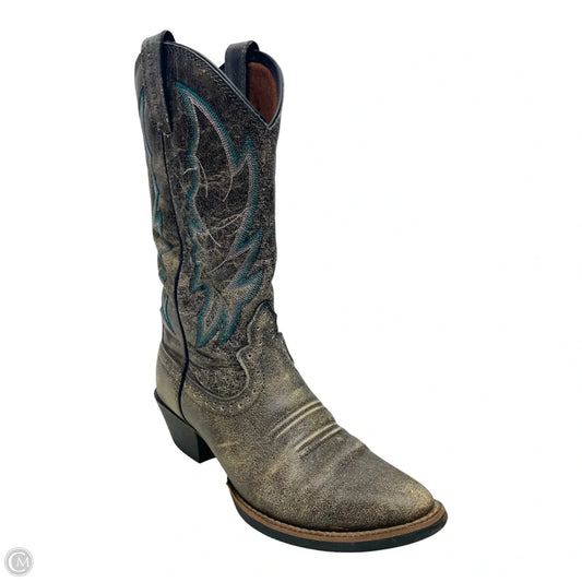 Boots Western By Justin In Blue & Tan, Size: 7.5