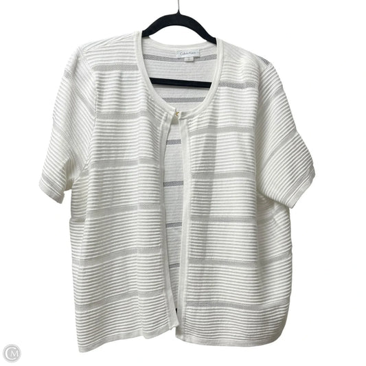 Sweater Cardigan By Calvin Klein In White, Size: 2x