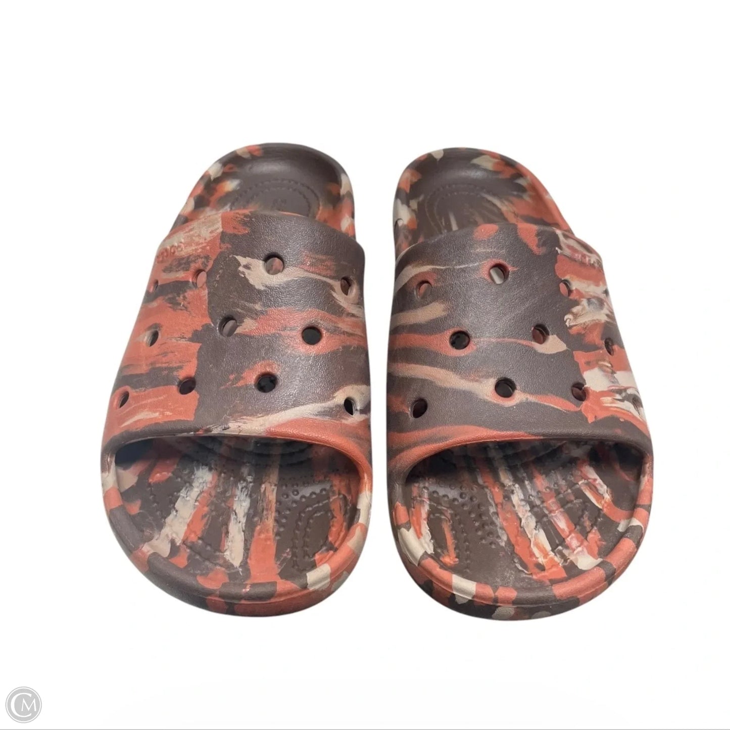 Sandals Flats By Crocs In Brown & Orange, Size: 8