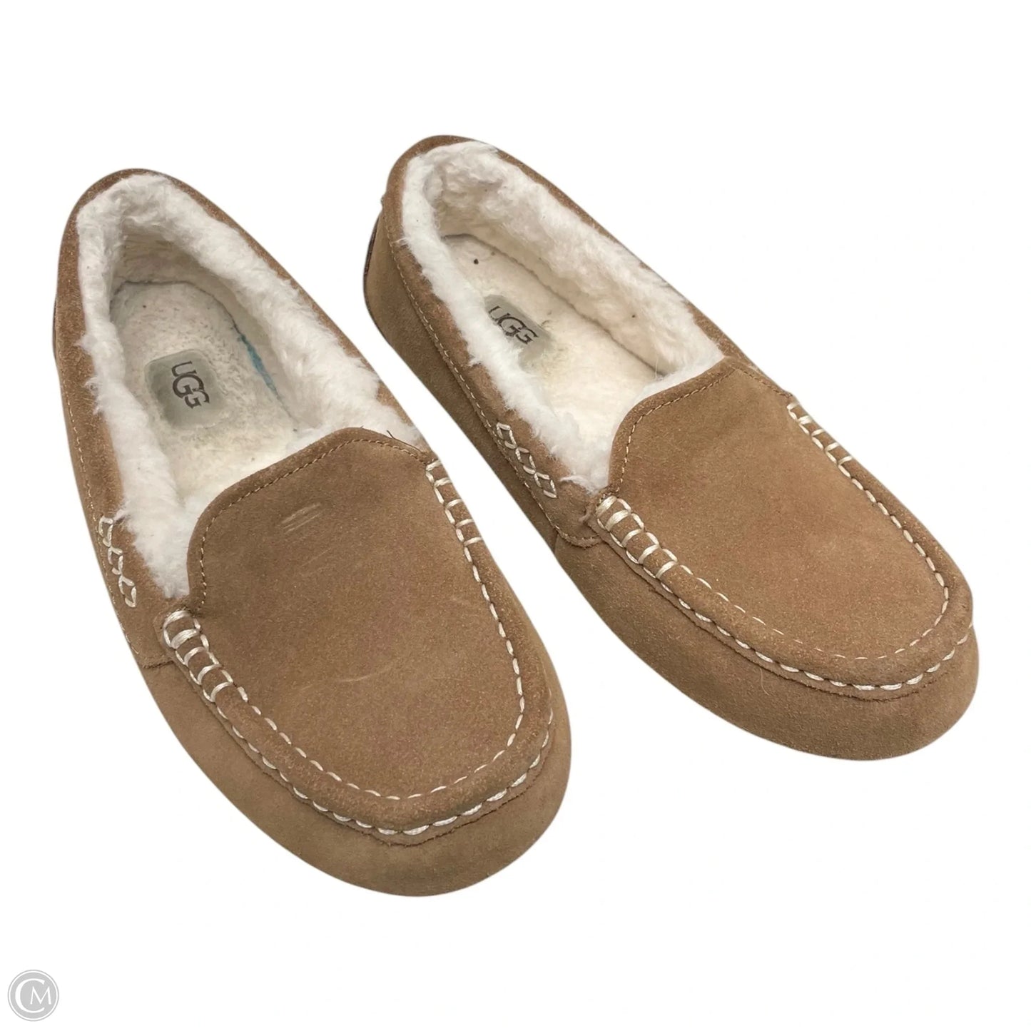 Slippers Designer By Ugg In Brown & White, Size: 7