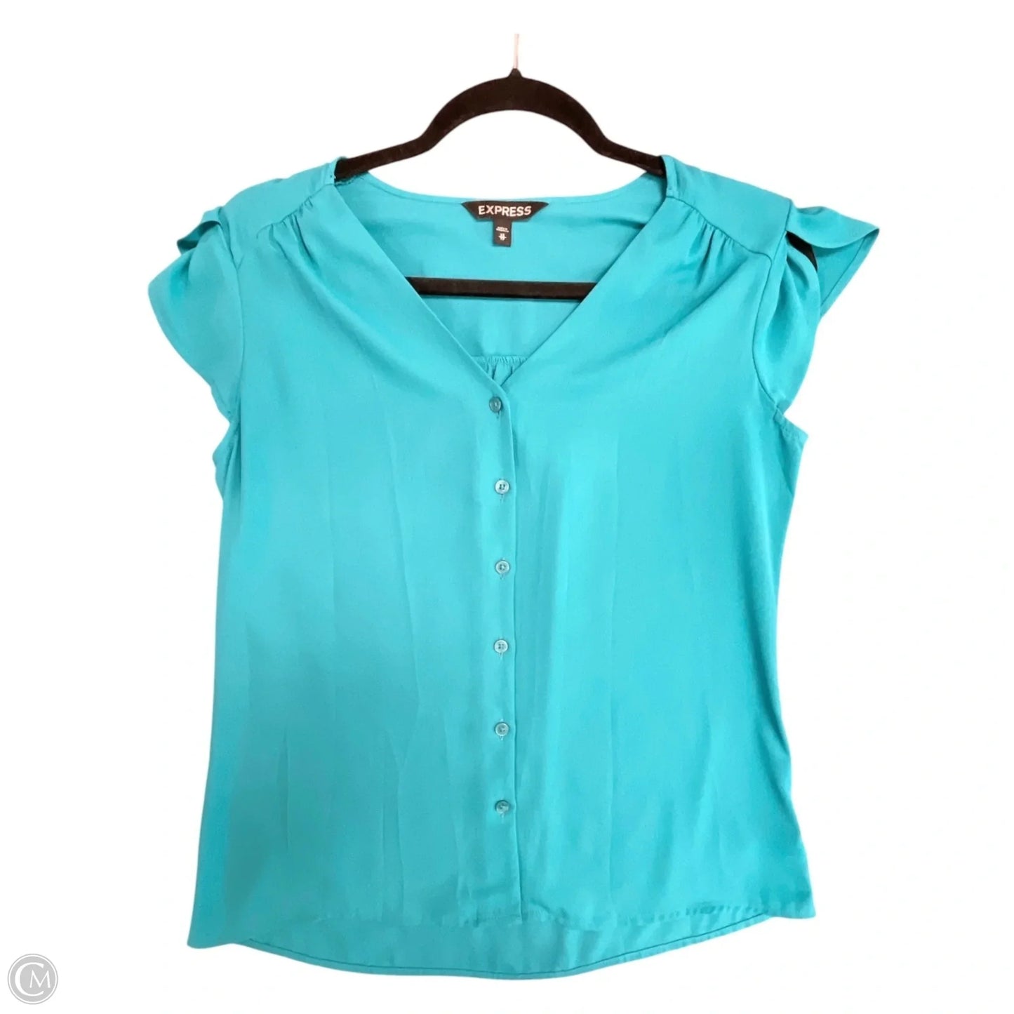 Blouse Short Sleeve By Express In Teal, Size: Xs