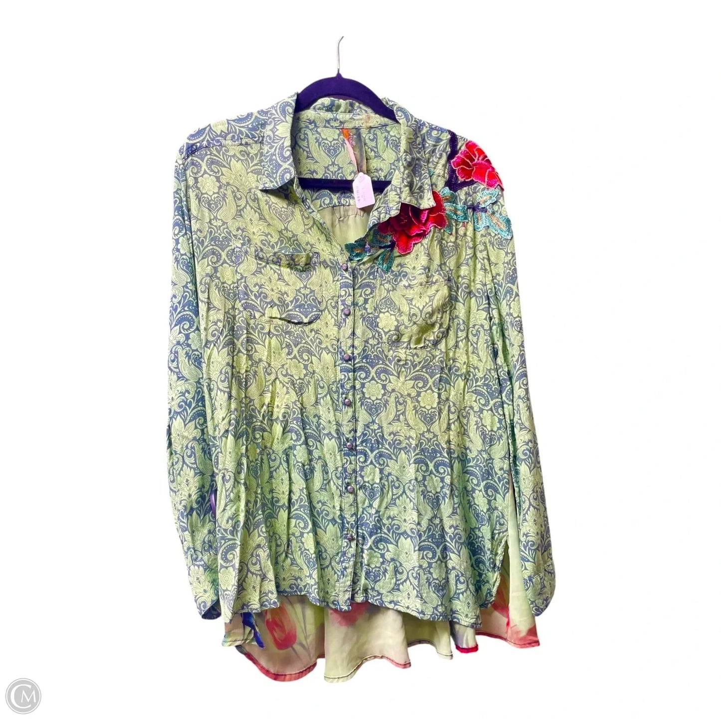 Top Long Sleeve By Aratta Silent Journey In Floral Print, Size: M