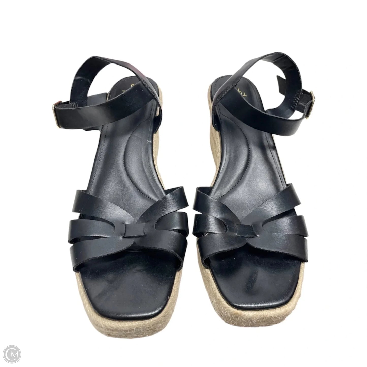 Sandals Heels Wedge By Time And Tru In Black & Tan, Size: 10