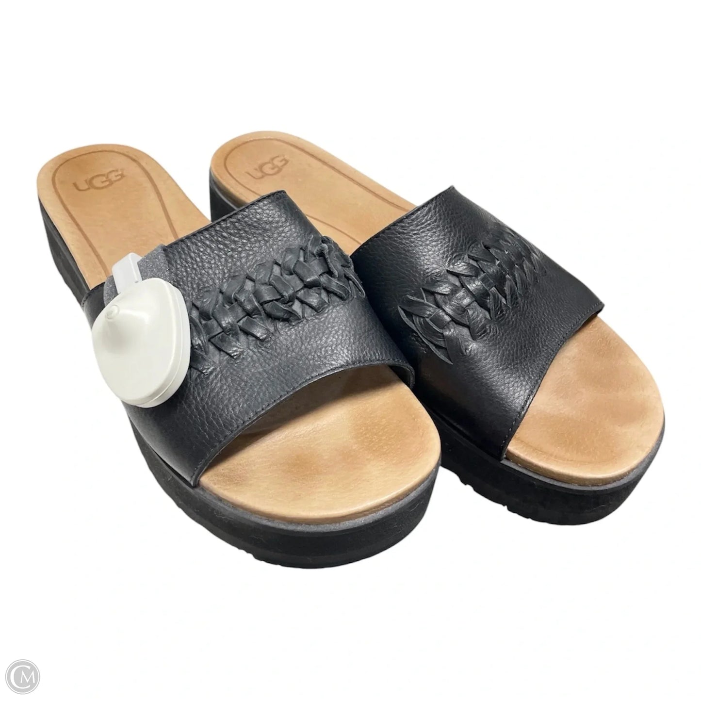 Sandals Designer By Ugg In Black & Tan, Size: 10