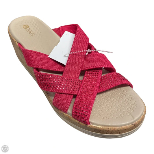 Sandals Heels Wedge By Bzees In Pink & Tan, Size: 8