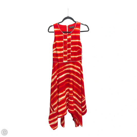 Dress Casual Midi By Donna Karan In Red & White, Size: S