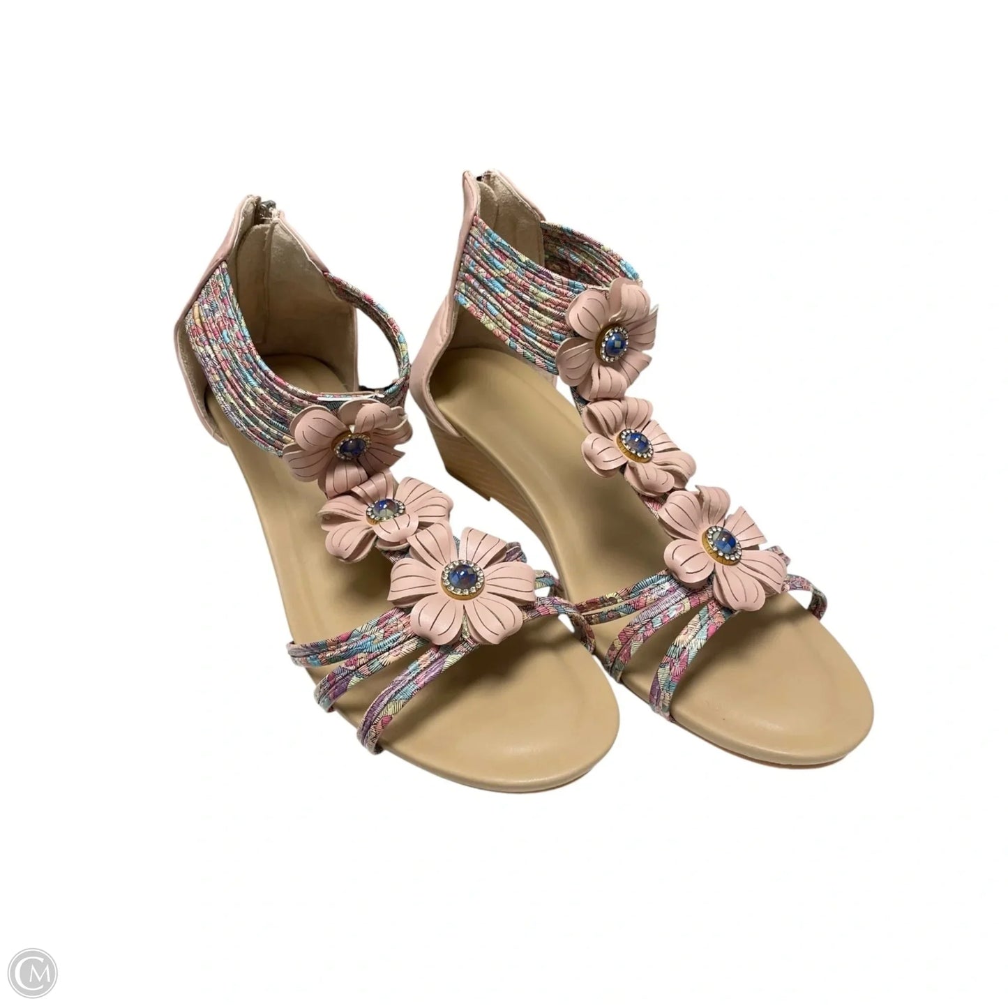 Sandals Heels Wedge By Clothes Mentor In Floral Print, Size: 11.5