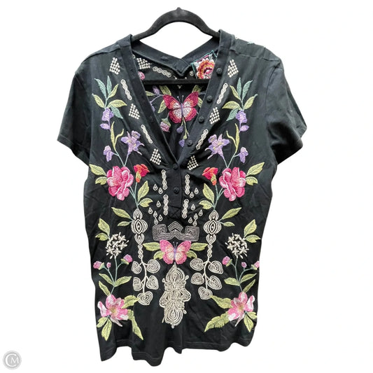 Top Short Sleeve Designer By Johnny Was In Floral Print, Size: M