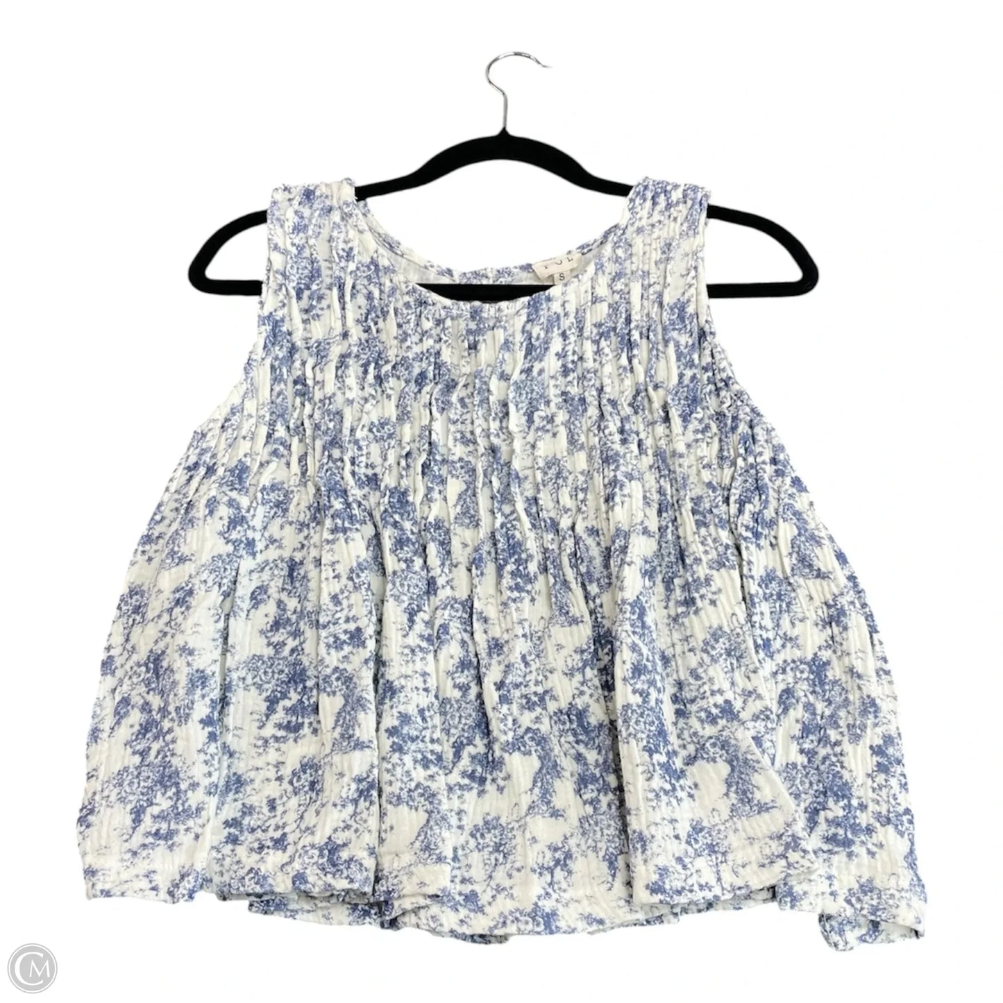 Top Sleeveless By Pol In Blue & White, Size: S