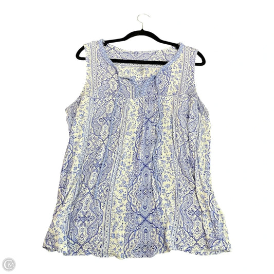 Top Sleeveless By Croft And Barrow In Blue & White, Size: Xl