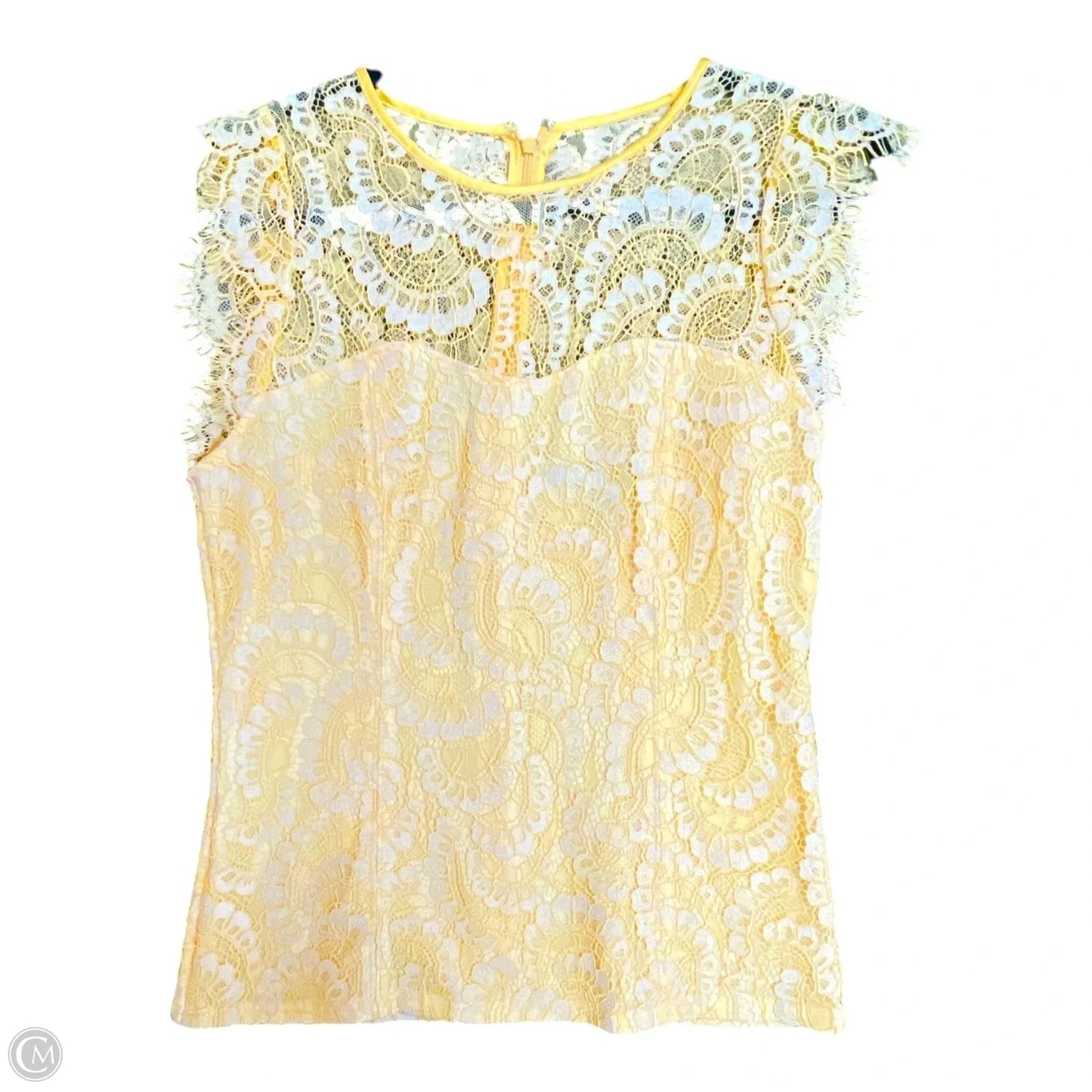 Blouse Short Sleeve By White House Black Market In Yellow, Size: Xs