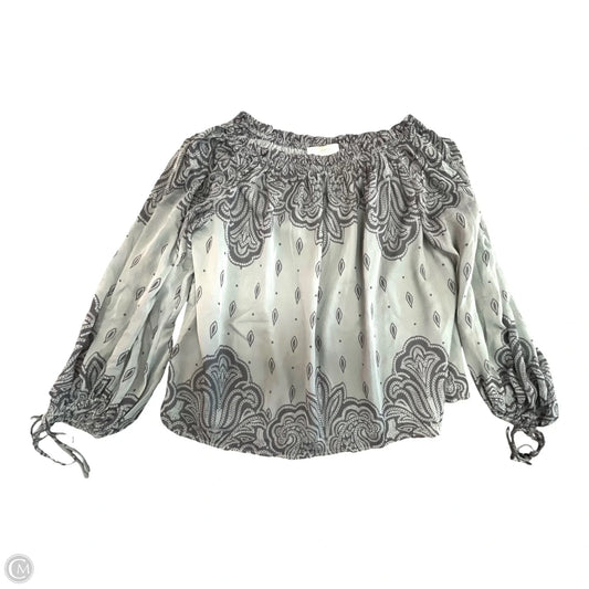 Blouse Long Sleeve By Loft In Green & Grey, Size: S