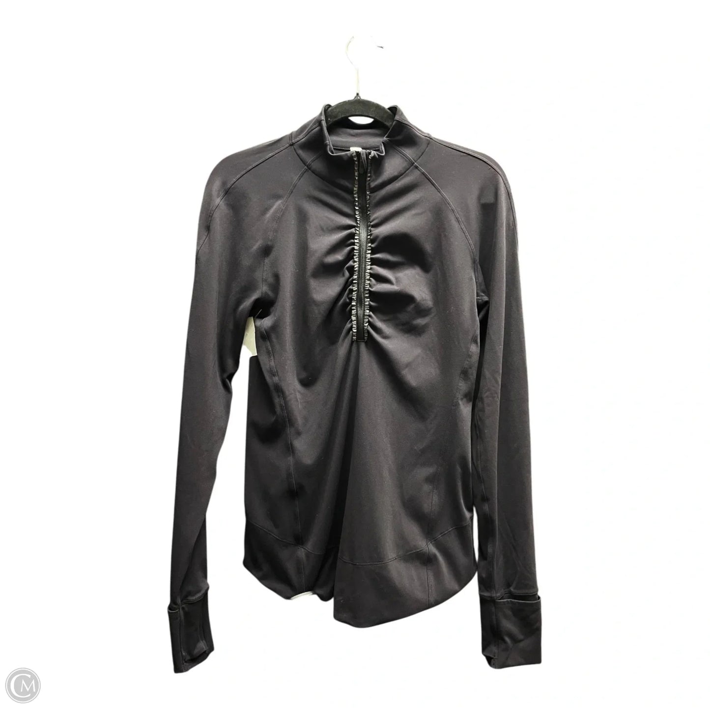 Athletic Top Long Sleeve Collar By Lululemon In Black, Size: M