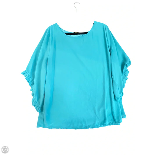 Blouse 3/4 Sleeve By Clothes Mentor In Blue, Size: Xxl