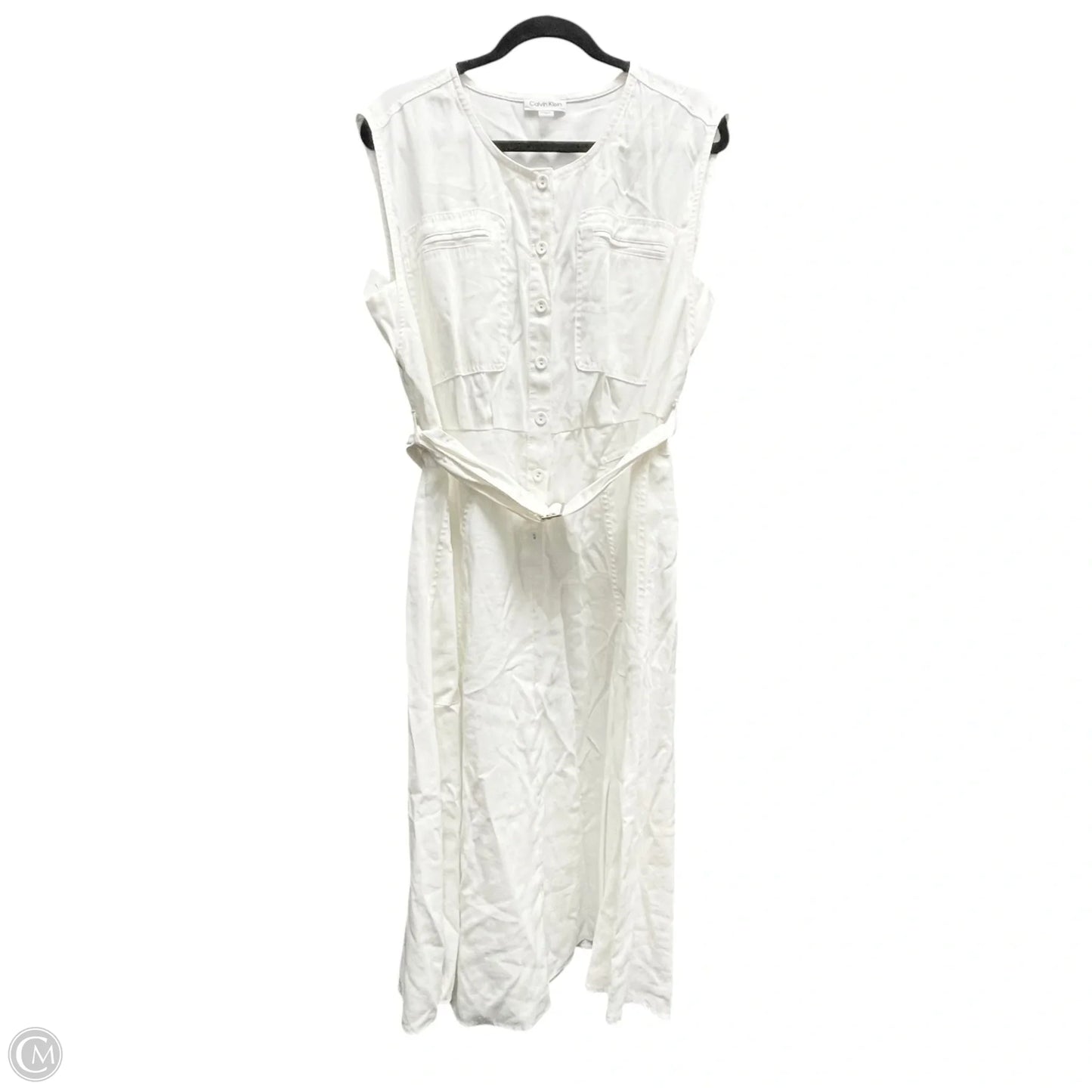 Dress Casual Midi By Calvin Klein In White, Size: Xl