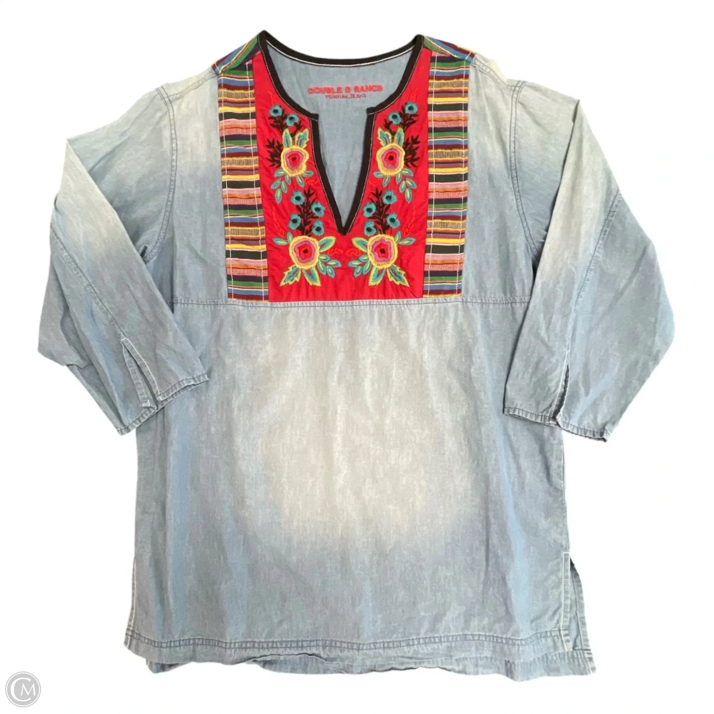 Tunic 3/4 Sleeve By Double D Ranch In Floral Print, Size: L