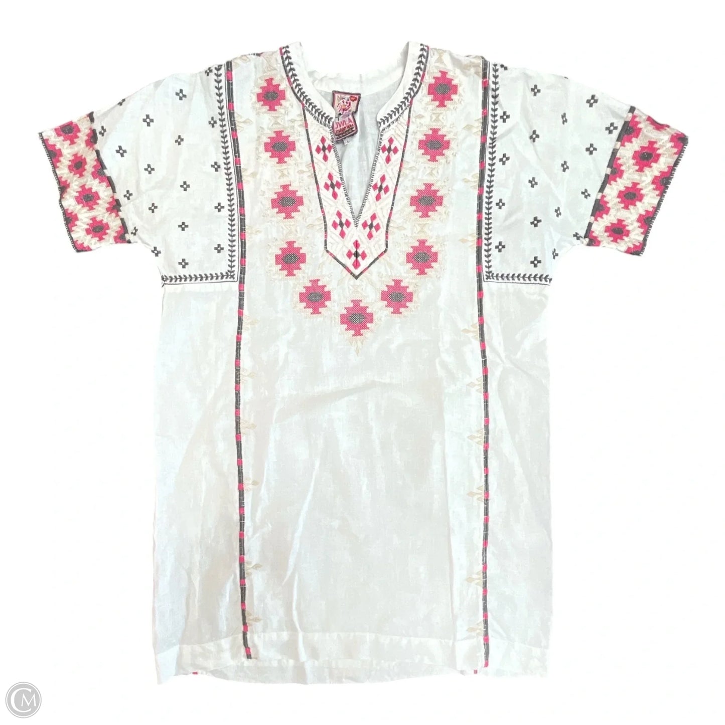 Dress Designer By Johnny Was In Pink & White, Size: L
