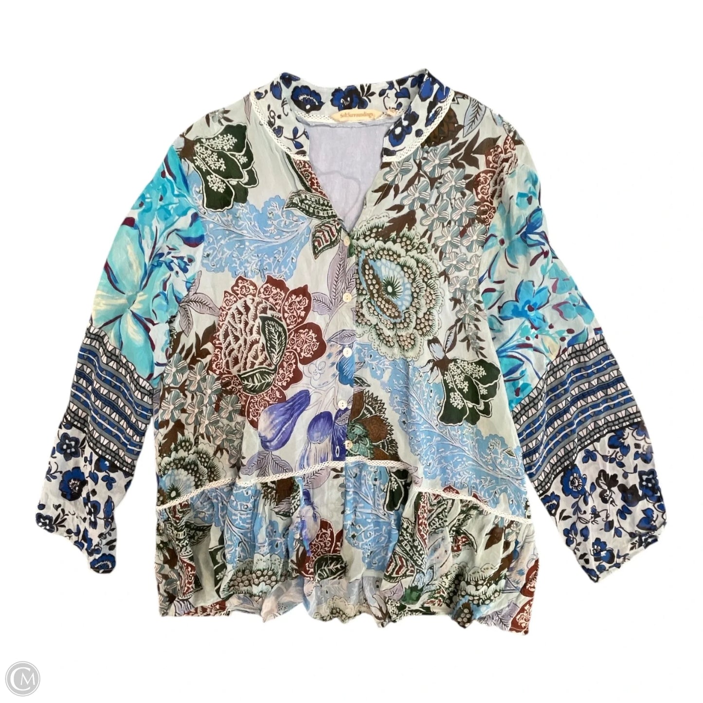 Blouse Long Sleeve By Soft Surroundings In Floral Print, Size: Xlp