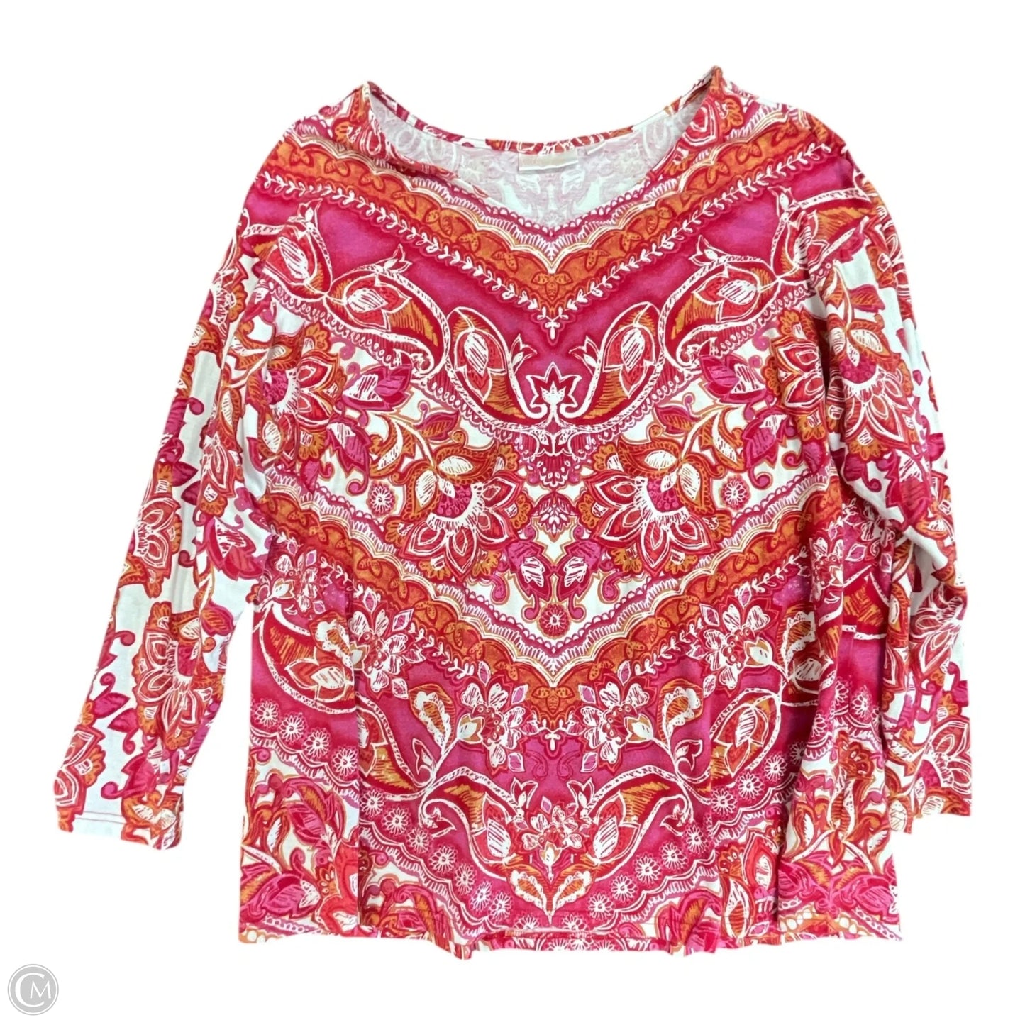 Top Long Sleeve By Belle By Kim Gravel In Orange & Pink, Size: 2x