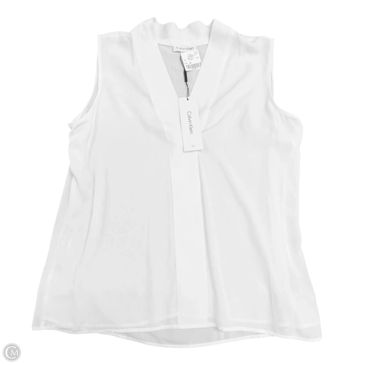 Blouse Sleeveless By Calvin Klein In White, Size: M