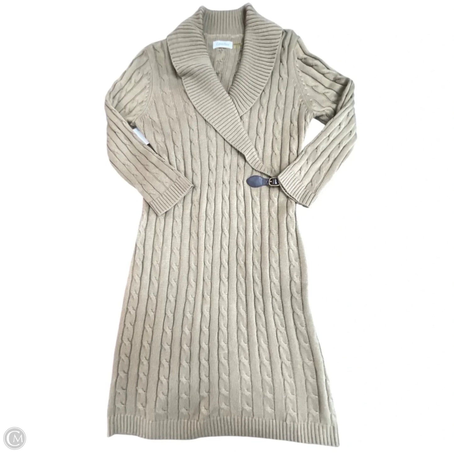Dress Sweater By Calvin Klein In Brown, Size: L