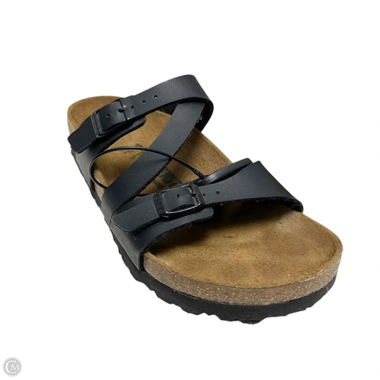Sandals Flats By Birkenstock In Black & Brown, Size: 6