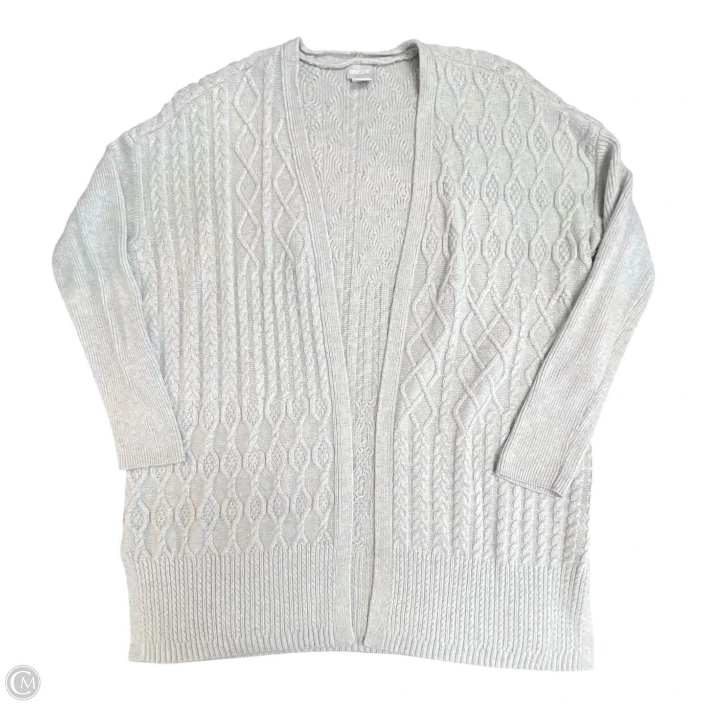 Sweater Cardigan By Chicos In Grey, Size: Xl
