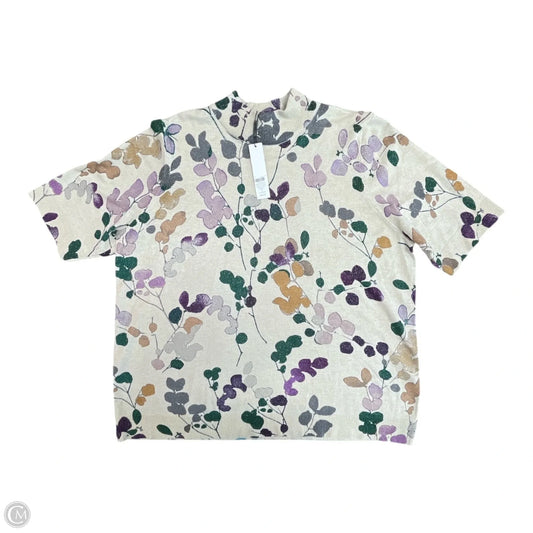 Sweater Short Sleeve By Chicos In Floral Print, Size: Xl