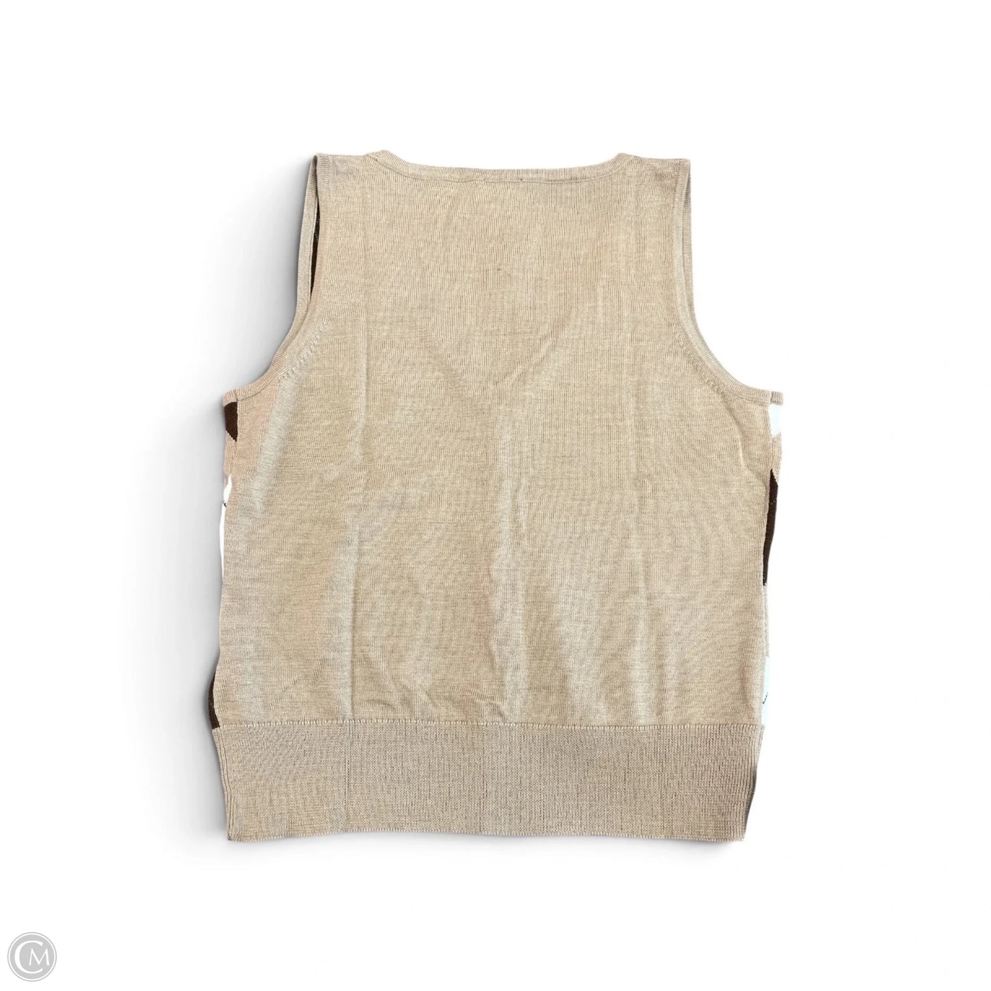 Vest Sweater By Talbots In Brown & Cream, Size: M