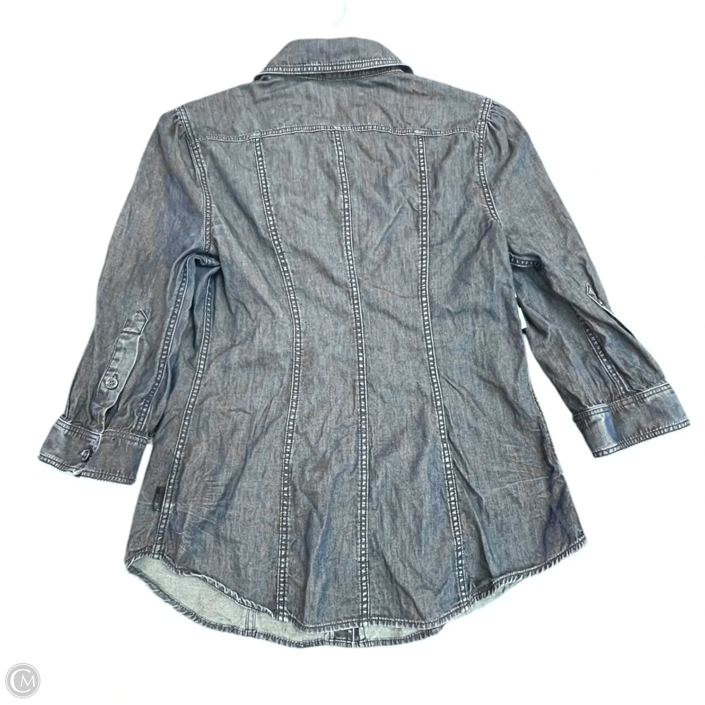 Top 3/4 Sleeve Luxury Designer By Burberry In Blue Denim, Size: S