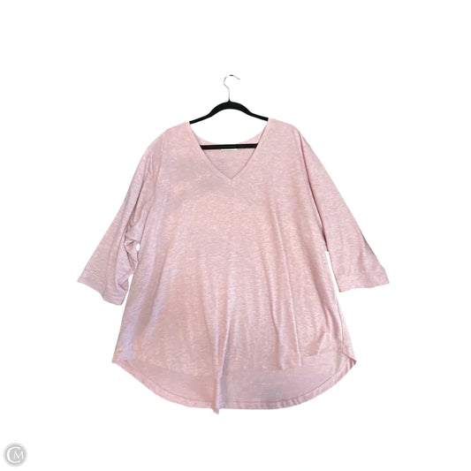 Top 3/4 Sleeve Basic By Isaac Mizrahi Live Qvc In Pink, Size: 3x