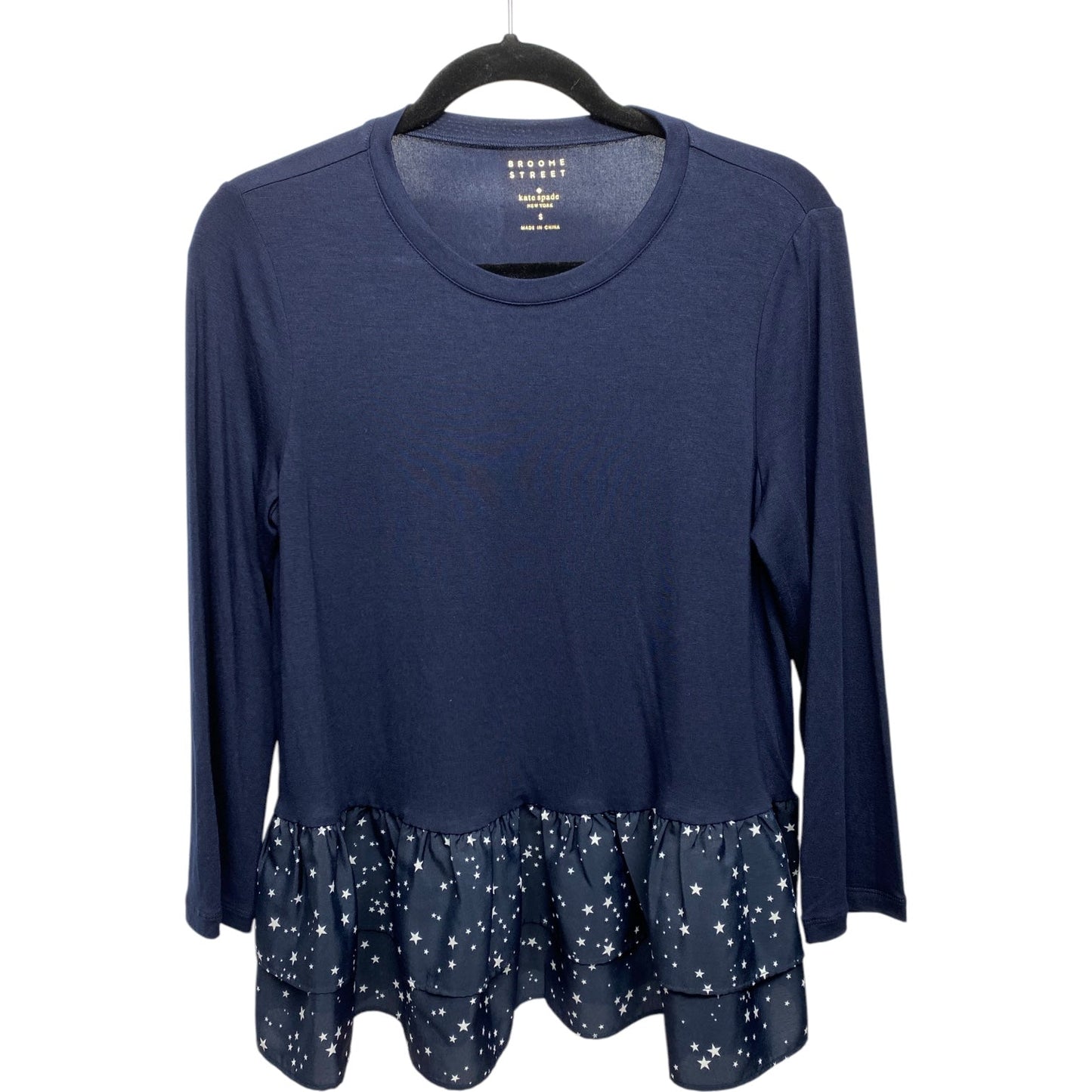 Top Long Sleeve Designer By Kate Spade In Blue & White, Size: S