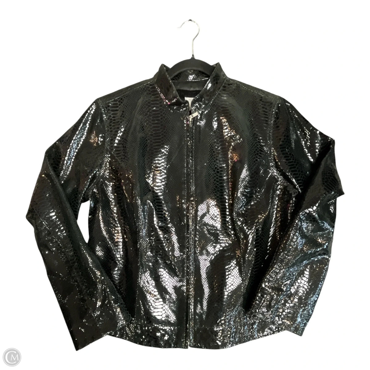 Jacket Leather By Chicos In Snakeskin Print, Size: L