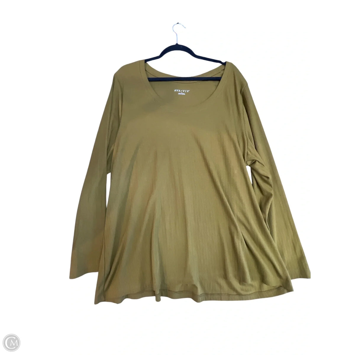 Top Long Sleeve Basic By Ava & Viv In Chartreuse, Size: 3x