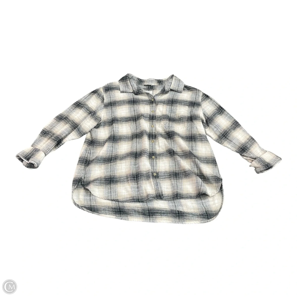 Top Long Sleeve By American Eagle In Plaid Pattern, Size: L